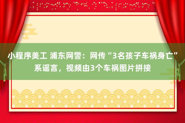 小程序美工 浦东网警：网传“3名孩子车祸身亡”系谣言，视频由3个车祸图片拼接